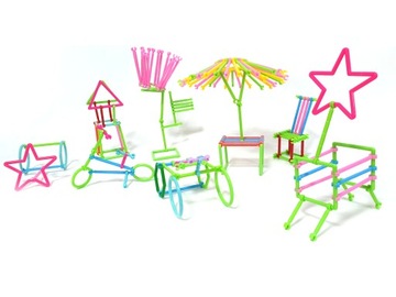 Блоки Соломинки Строительные Палочки 744 элемента