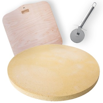 KAMIEŃ DO PIZZY VIAGGIO 35CM +ŁOPATKA +NÓŻ +GRATIS