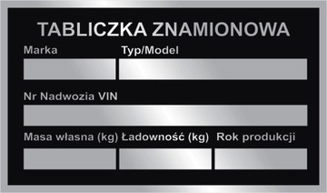 Wszystkie modele motocykle tabliczka znamionowa