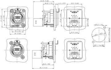 NEUTRIK NE8FDP-B RJ45 Панельная розетка Ethercon c