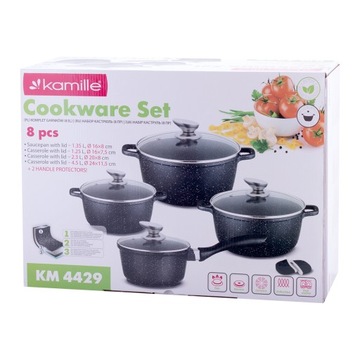 Набор кастрюль, гранитные алюминиевые кастрюли, большая кастрюля, 8 предметов, GR10