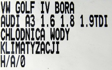 CHLADIČ VODY KLIMATIZACE GOLF BORA 1.6 1.8 1.9