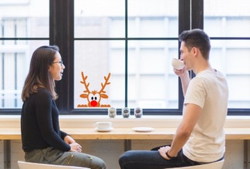 Наклейки на окно со снежинками и снегом 5 см, 18 шт., звезды