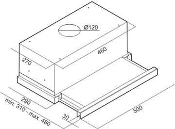Кухонная вытяжка под шкафом 60 CM CIARKO inox ПОЛЬСКИЙ