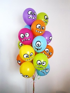 Воздушные шары Funny Monsters, забавные монстры, глазки, зубы, 6 шт.