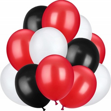 Balony zestaw CZARNE CZERWONE BIAŁE