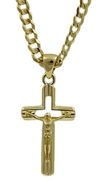 Złoty Łańcuszek Pancerka Diamentowany z Krzyżykiem pr 585 Grawer Gratis