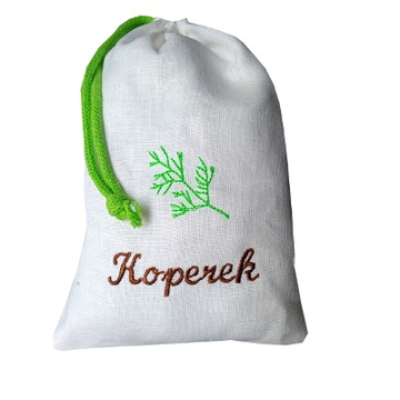 Woreczek lniany do suszonego koperku haft, 17x21