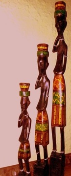 afrykanska Figurka 3 szt. drewno Afryka 40 cm.