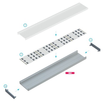 СВЕТОДИОДНЫЙ АЛЮМИНИЕВЫЙ ПРОФИЛЬ 2м SOLIS 3xLED SILVER + ЛАМПА