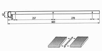 НАКЛОННАЯ ПЛАНКА ДЛЯ СТОЛЕШНИЦЫ 38 ММ МЕТАЛЛ АЛУ