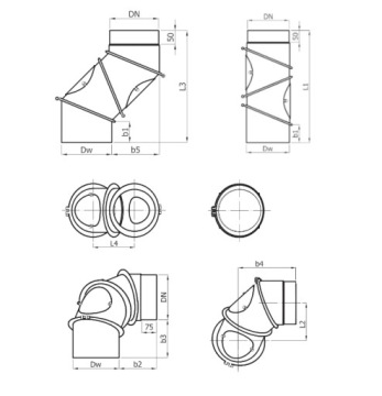 4-сегментное регулируемое колено диаметром 180 мм.