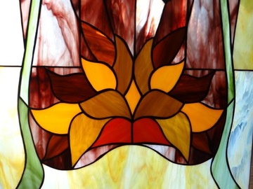 Витраж в стиле модерн, остекление, витражная дверь