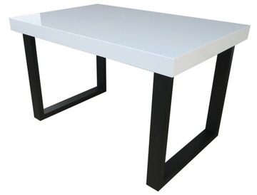 Industrialny stół LOFT blat biały połysk 140x80+40