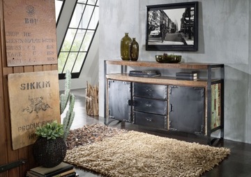 Konsola Vintage Drewniana Metalowa Loft INDUSTRIAL