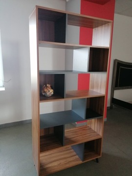 КНИЖНЫЙ ШКАФ НАСТЕННЫЙ ГРАФИТ И ОРЕХ ДЕТСКАЯ КОМНАТА