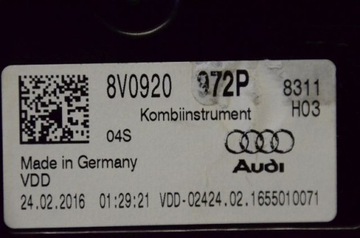 AUDI A3 Q2 8V PŘÍSTROJOVÁ DESKA BUDÍK 8V0920972P