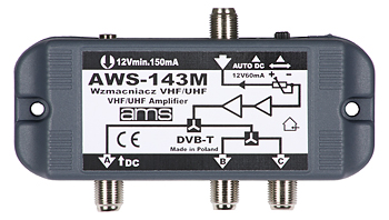 УСИЛИТЕЛЬ, БЛОК ПИТАНИЯ AWS-143, РАЗДЕЛИТЕЛЬ НА 3 ТВ
