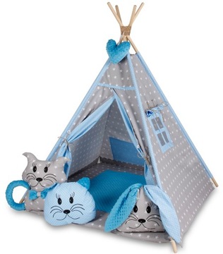 NAMIOT TIPI TEEPEE MATA+3 PODUSZECZKI ZWIERZACZKI