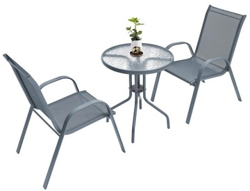 MEBLE OGRODOWE ZESTAW TARASOWY SZKLANY STÓŁ 2K