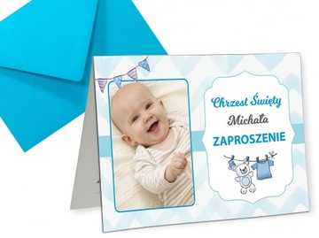 ZAPROSZENIA na CHRZEST Święty ze zdjęciem Chrzciny
