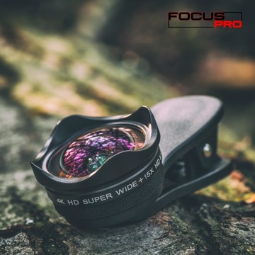Объектив Focus PRO для смартфонов и телефонов MAKRO Широкоугольный объектив 2 в 1 4K HD