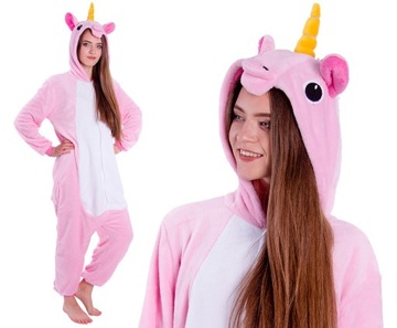 JEDNOROŻEC PIŻAMA Jednoczęściowa Kigurumi Przebranie Onesie S 146-154 cm