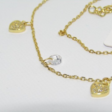 ОЖЕРЕЛЬЕ СЕРДЦЕ, СЕРЕБРО 925 ПРОБЫ, ПОЗОЛОЧЕННОЕ, 44 СМ