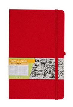 Notes A6 kieszonkowy z gumką Romantyzm KRATKA czer