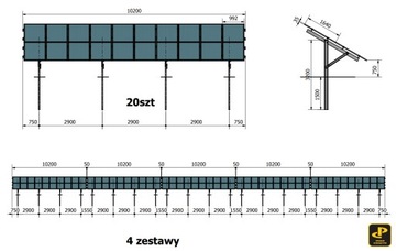 Konstrukcja fotowoltaiczna jednopodp. PRW1V2x3 +2m