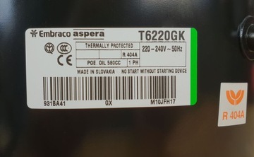 EMBRACO ASPERA T6220GK R507 ХОЛОДИЛЬНЫЙ КОМПРЕССОР