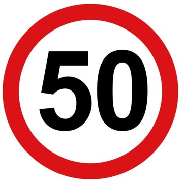NAKLEJKA OGRANICZENIE PRĘDKOŚCI 50km ZNAK śr. 20cm