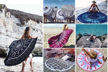 КРУГЛОЕ ПЛЯЖНОЕ ПОЛОТЕНЦЕ XXL Boho UNICORN 165см