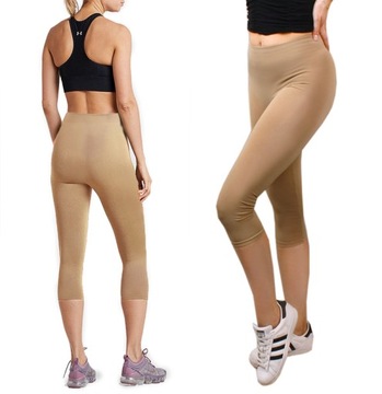 Legginsy FITNESS za kolano RYBACZKI beige 51 S/M