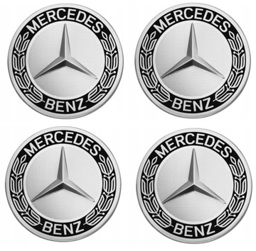 Komplet 4szt Dekielki Mercedes Benz czarne 75mm