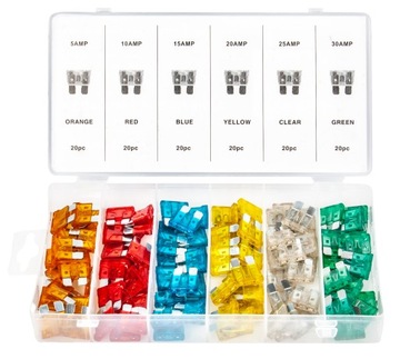 НАБОР АВТОМОБИЛЬНЫХ ПРЕДОХРАНИТЕЛЕЙ 120 шт. 5А - 30А