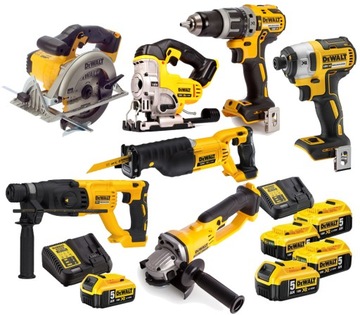 DEWALT ZESTAW NARZĘDZI COMBO 18V 7SZT 5X5.0Ah