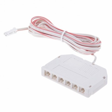 ROZDZIELACZ 6-pktowy gniazda mini do LED biały z przewodem z wtyczką