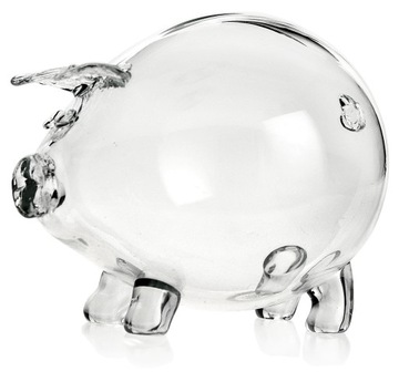 БЕСЦВЕТНАЯ стеклянная прозрачная копилка PIGGY
