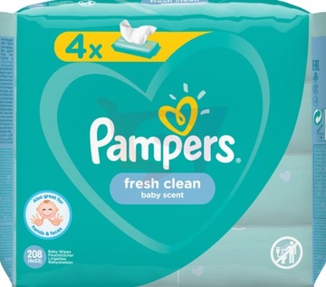 CHUSTECZKI PAMPERS FRESH CLEAN 208 SZT 4x52 24h