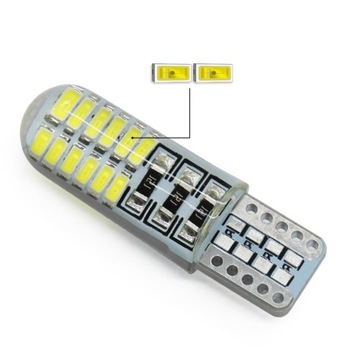 СВЕТОДИОДНАЯ ЛАМПОЧКА 24 SMD 3014 W5W T10 СИЛИКОНОВАЯ СТОЯНОЧНАЯ ФОНА