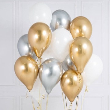 BALONY Lśniące Glossy Błyszczące Balony na Karnawał CHROM 30cm - 10szt