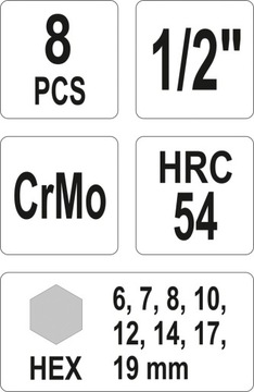 ZESTAW TRZPIEN. KLUCZY UDAR. HEX 8CZ. YATO YT 1066