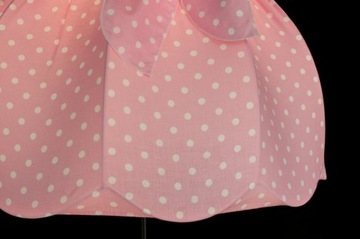 Abażur z kokardą bawełna RÓŻOWY BIAŁE GROCHY 51cm
