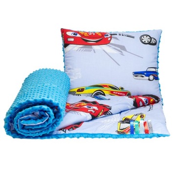 KOMPLET MINKY + BAWEŁNA KOCYK 120x90 PODUSZKA 40x50 POŚCIEL DZIECIĘCA