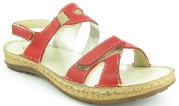 КОЖАНЫЕ САНДАЛИИ HELIOS KOMFORT 692 КРАСНЫЕ РАСПРОДАЖА PL 38