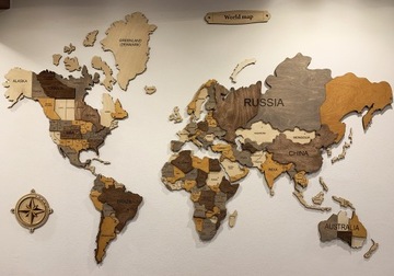Деревянная карта мира Настенное украшение 250X160см
