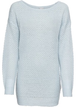 H237 SWETER ZE SZNUROWANIEM NIEBIESKI R.44/46