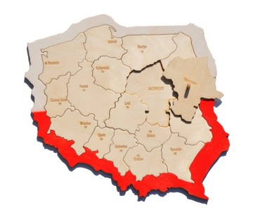 Drewniana Mapa Polski Poznaję województwa i miasta
