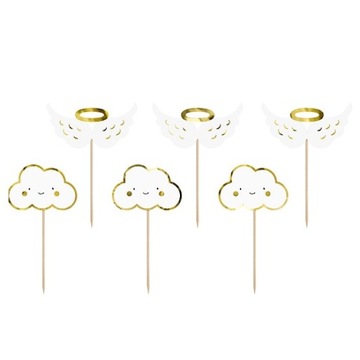 Dekoracja PIKERY ZŁOTE CHRZEST na tort muffinki